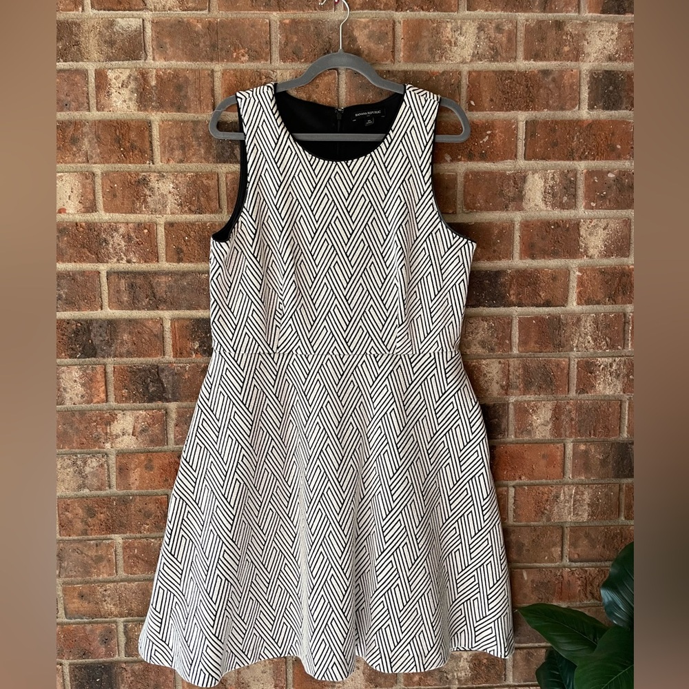 Banana Republic Black and White A-Line Midi Dress